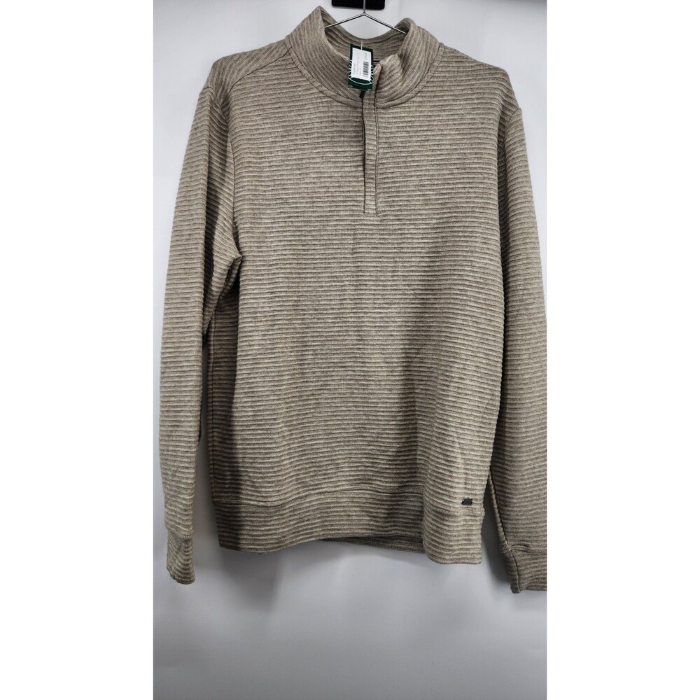 NWT Flag & Anthem Mens Taupe Medium Torrington Ottoman Stripe‎ 1/4 Zip Sweater